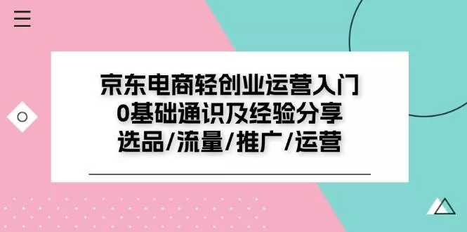 京东电商-轻创业运营入门0基础通识及经验分享：选品/流量/推广/运营